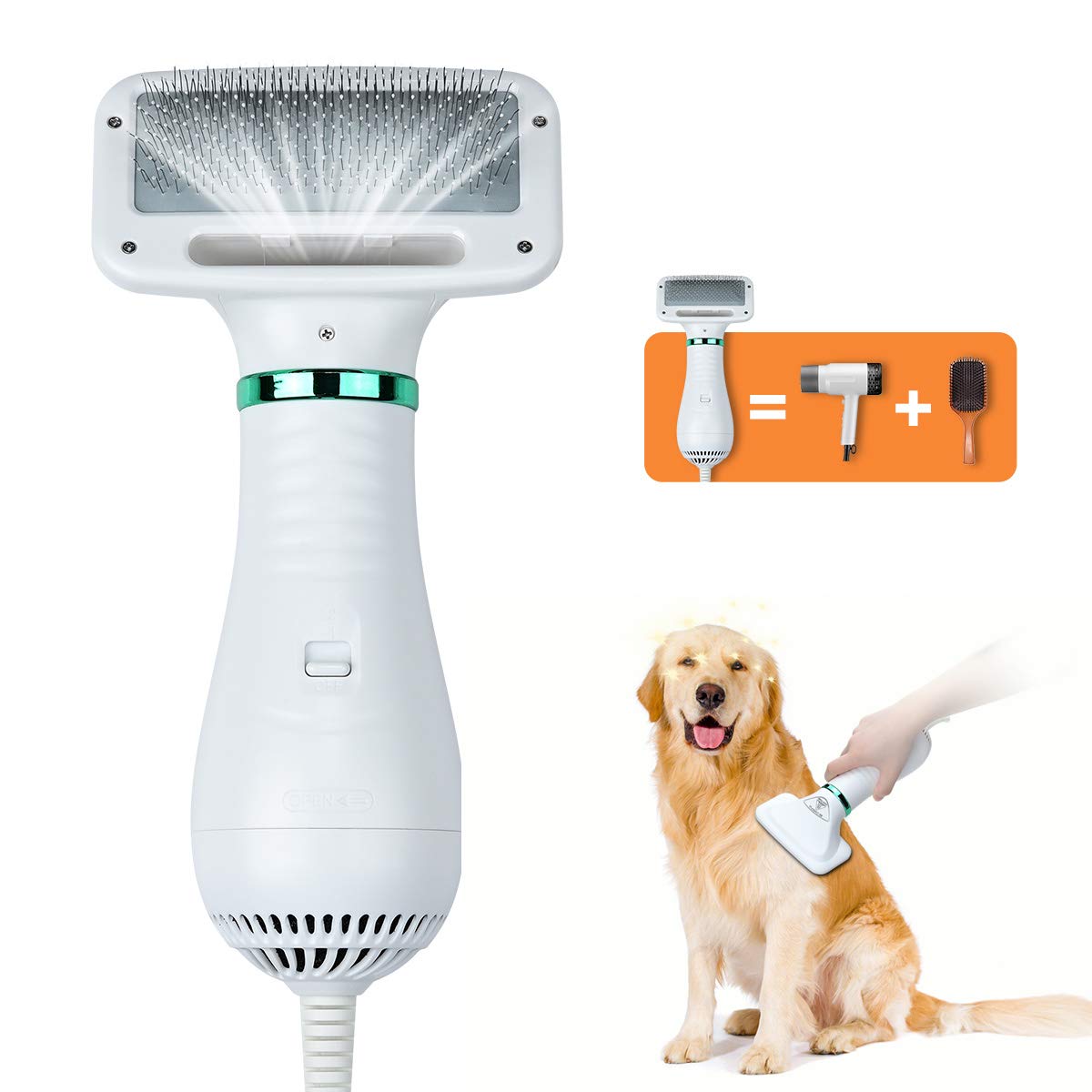 Secador 2-em-1 para Animais de Estimação com Escova Integrada