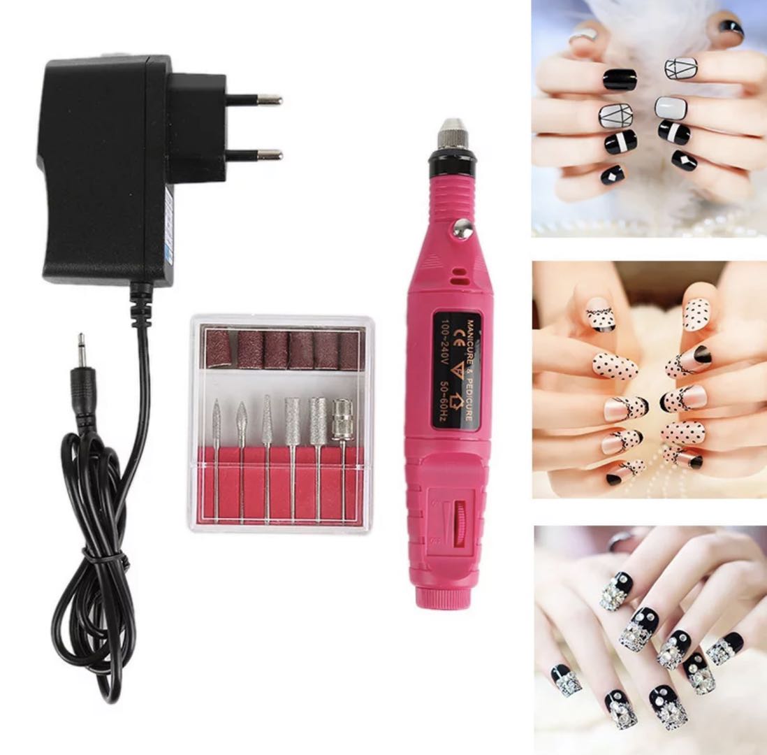 Lima Elétrica para Unhas com 6 Brocas