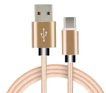 Cabo USB-C em Nylon Entrançado Dourado 1m