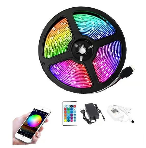 Fita LED RGB com App, Comando e Transformador