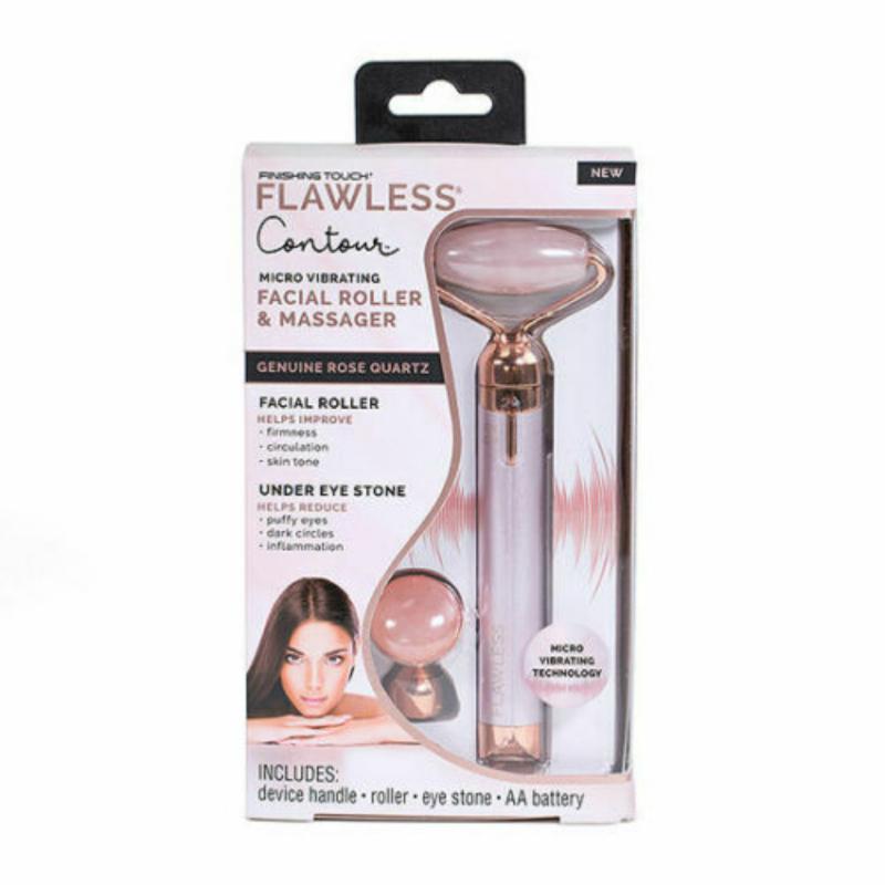 Roller Facial Vibratório em Quartzo Rosa com Pedra para Olhos