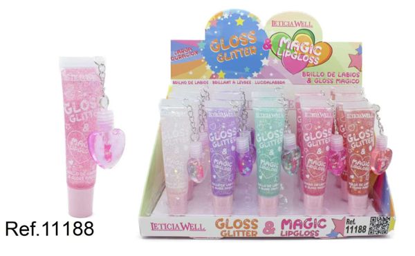 Tubo Gloss Glitter Magic Lipgloss Corazon