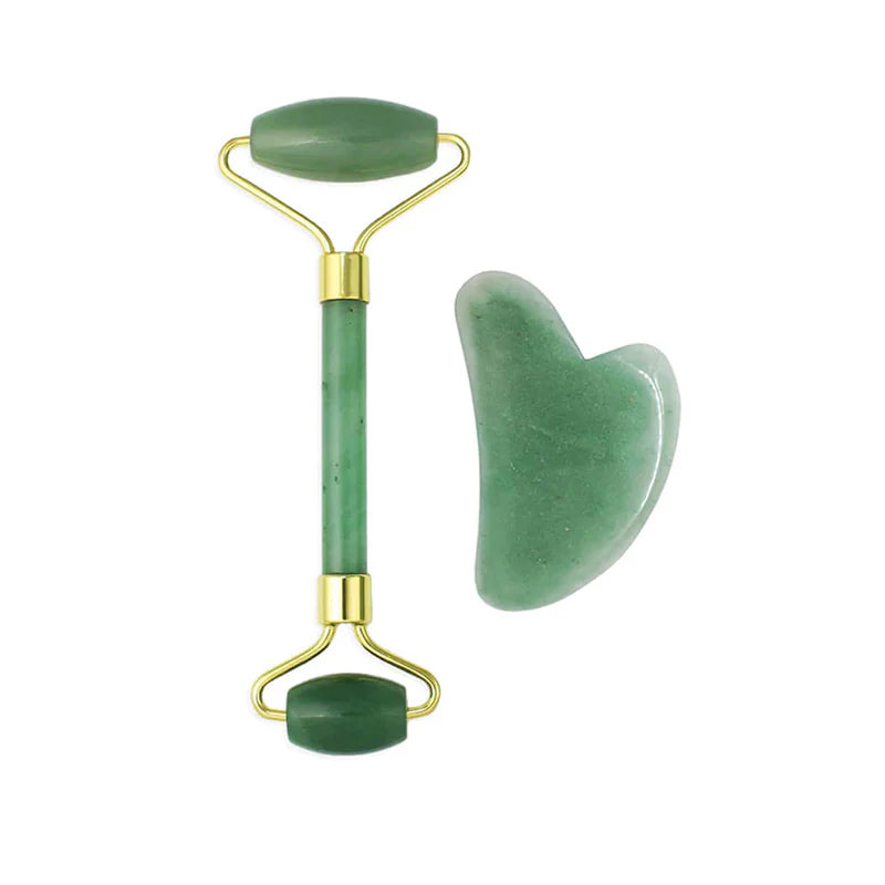 Set Roller Facial + Gua Sha em Jade Verde