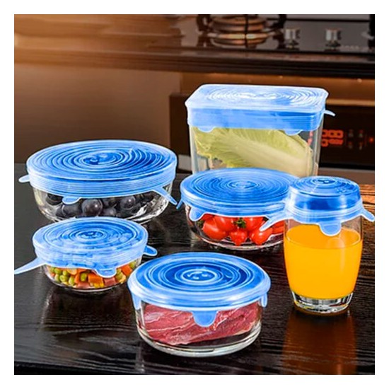 Tampas Elásticas de Silicone Reutilizáveis 6 Peças