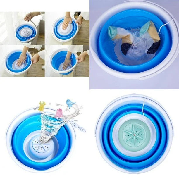 Mini Máquina de Lavar Roupa Dobrável com Turbina Ultrasssónica USB
