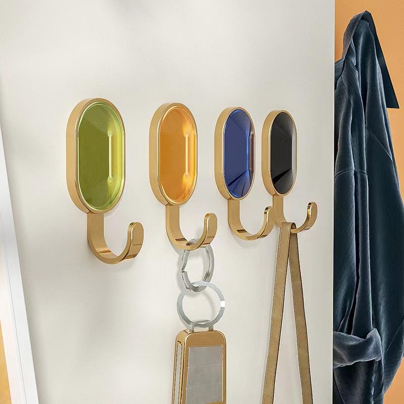 Ganchos Adesivos Decorativos Ovais Dourados Pack 4