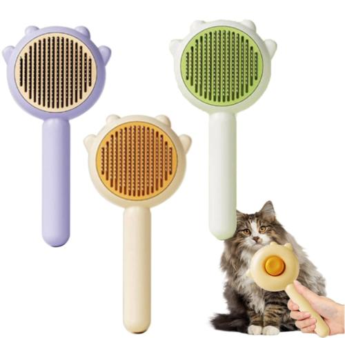 Pente de Grooming com Botão de Limpeza para Animais de Estimação