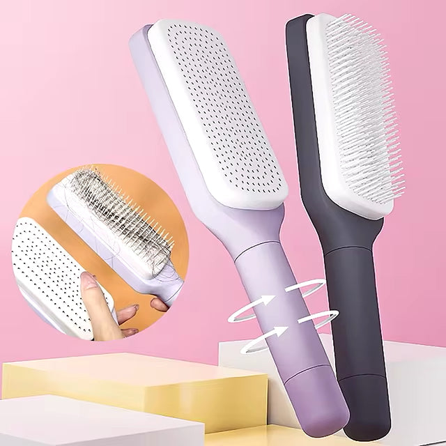 Escova de Cabelo Autolimpa com Cerdas Retrácteis