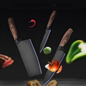 Conjunto de Facas de Cozinha 3 Peças com Cabo em Madeira