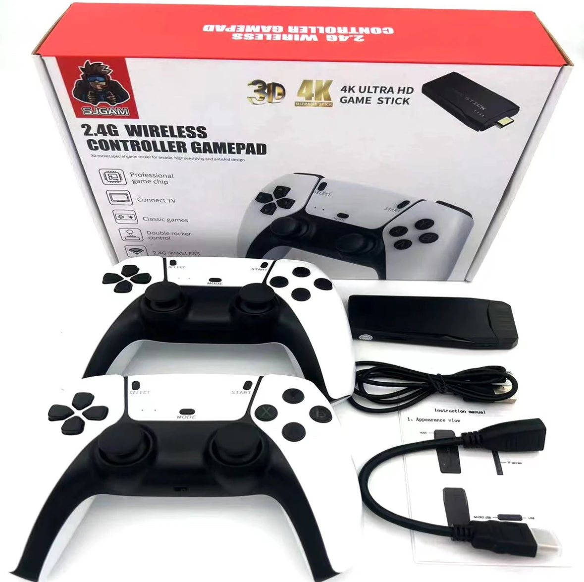 Consola de Jogos para TV SJGAM 3D 4K Game Stick com 2 Comandos Sem Fios 25175
