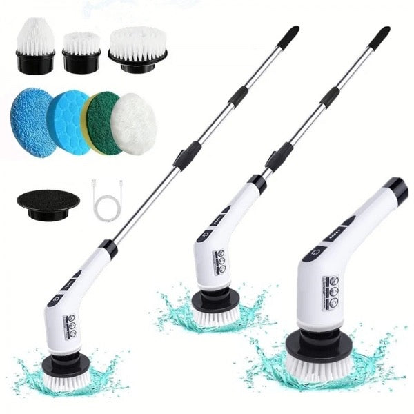 Escova de Limpeza Elétrica Rotativa com Cabo Extensível