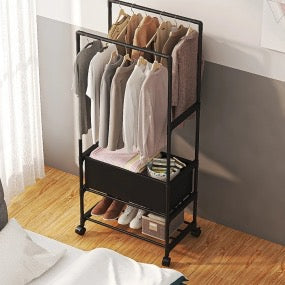 Charriot Porta-Roupa com Rodas e Prateleira