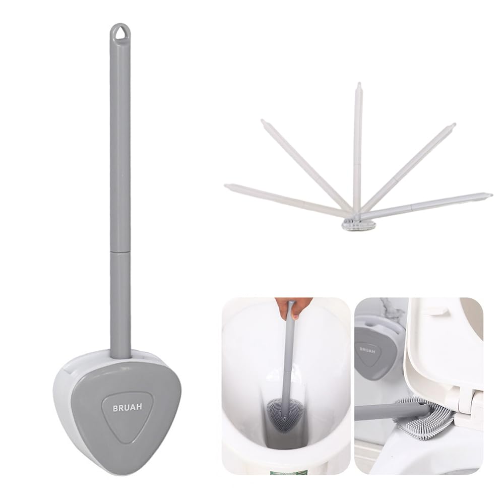 Escova de WC de Silicone com Suporte de Parede