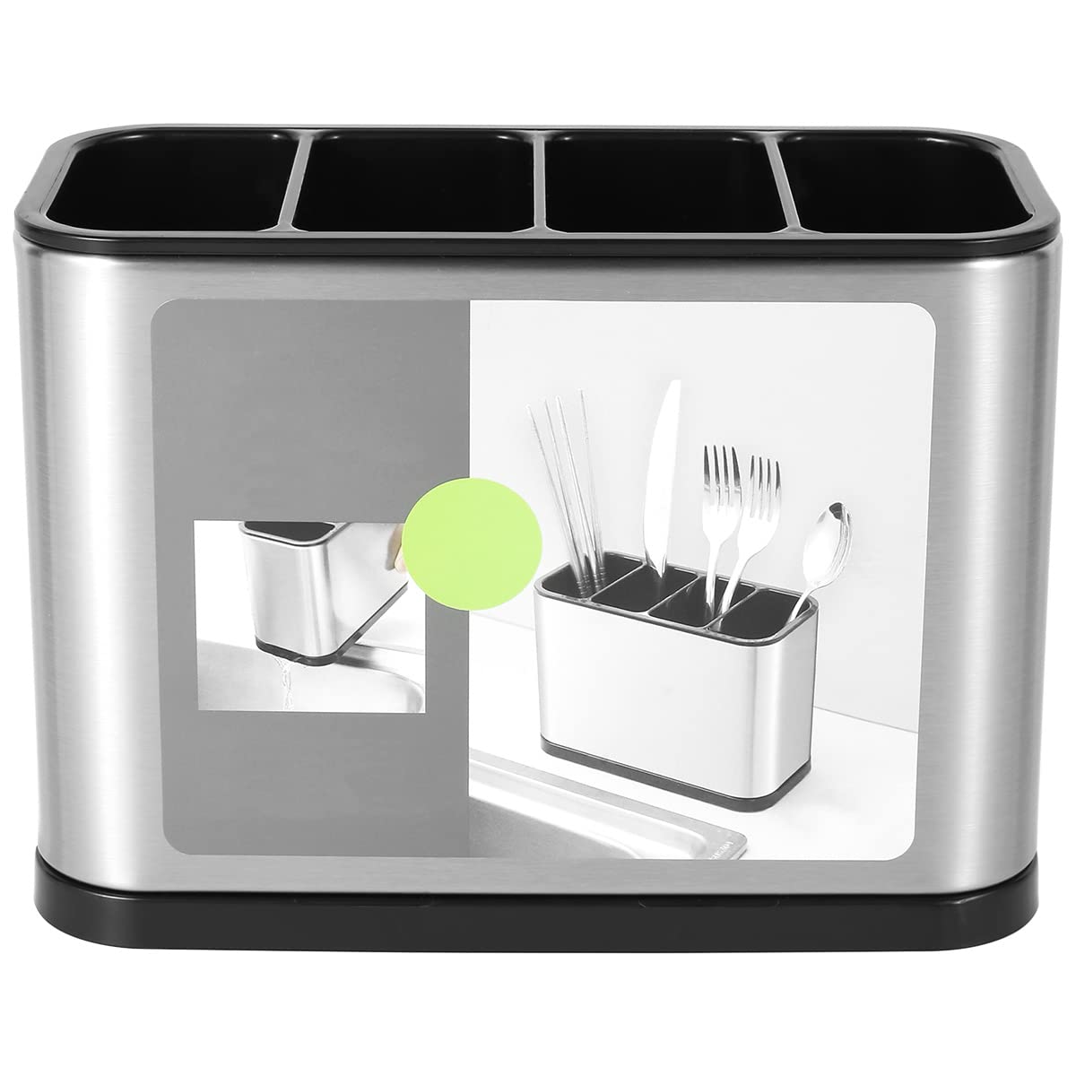 Suporte de Talheres em Aço Inox com 4 Compartimentos