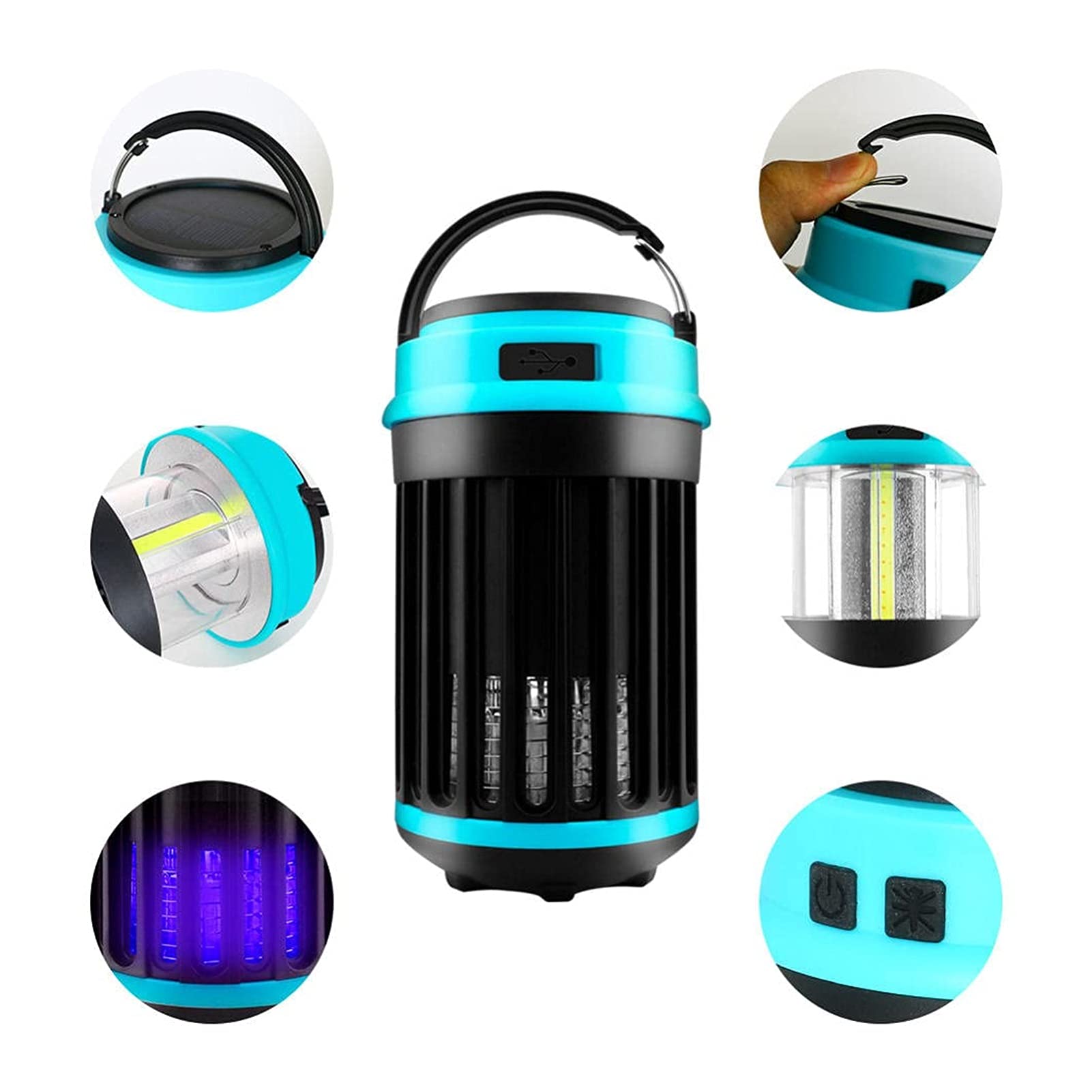 Lanterna Solar Anti-Mosquitos com USB e Painel Solar