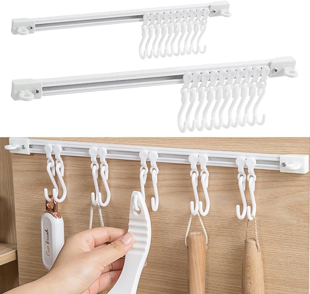 Suporte Deslizante Multiusos 30 cm com Ganchos