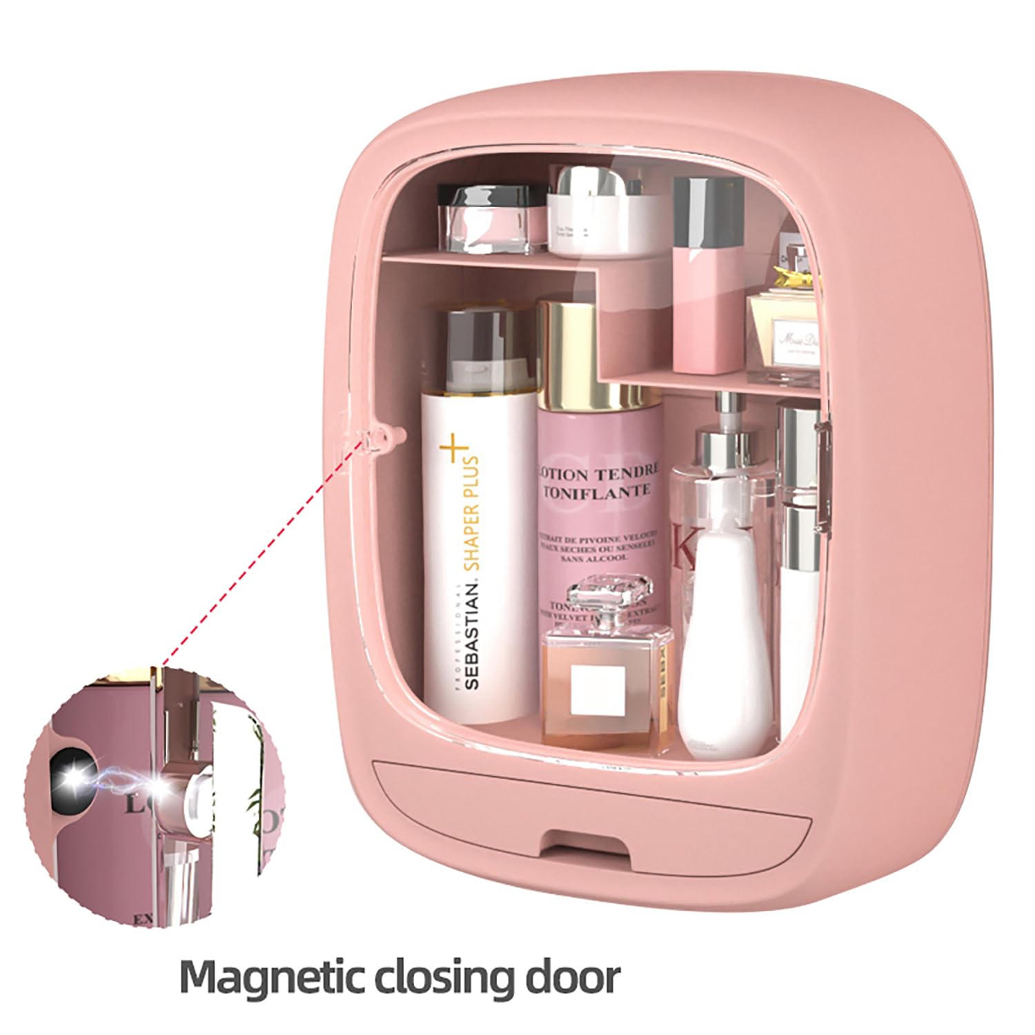Organizador de Cosméticos de Parede com Porta Transparente