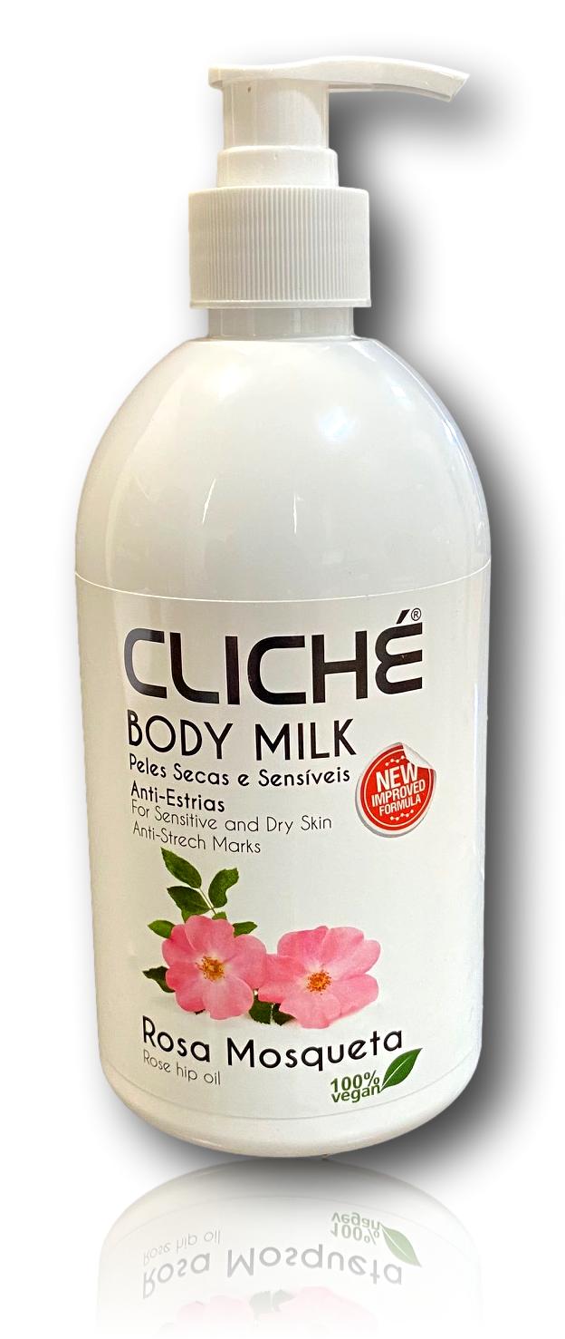 Creme Corporal Cliché Rosa Mosqueta 500ml – Peles Secas e Sensíveis, Anti-Estrias