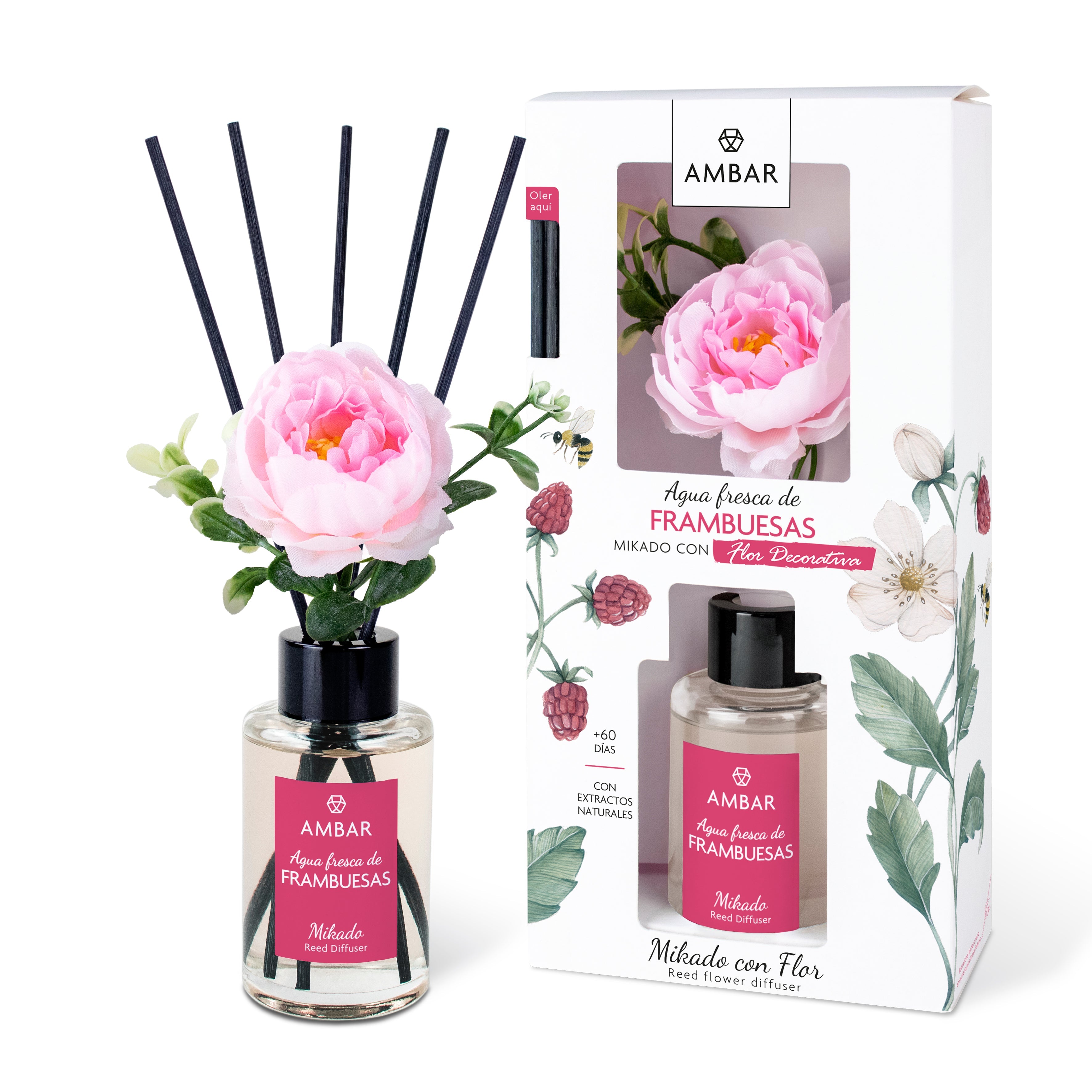 Mikado c/Flor Decorativa Frambuesa de 75ml