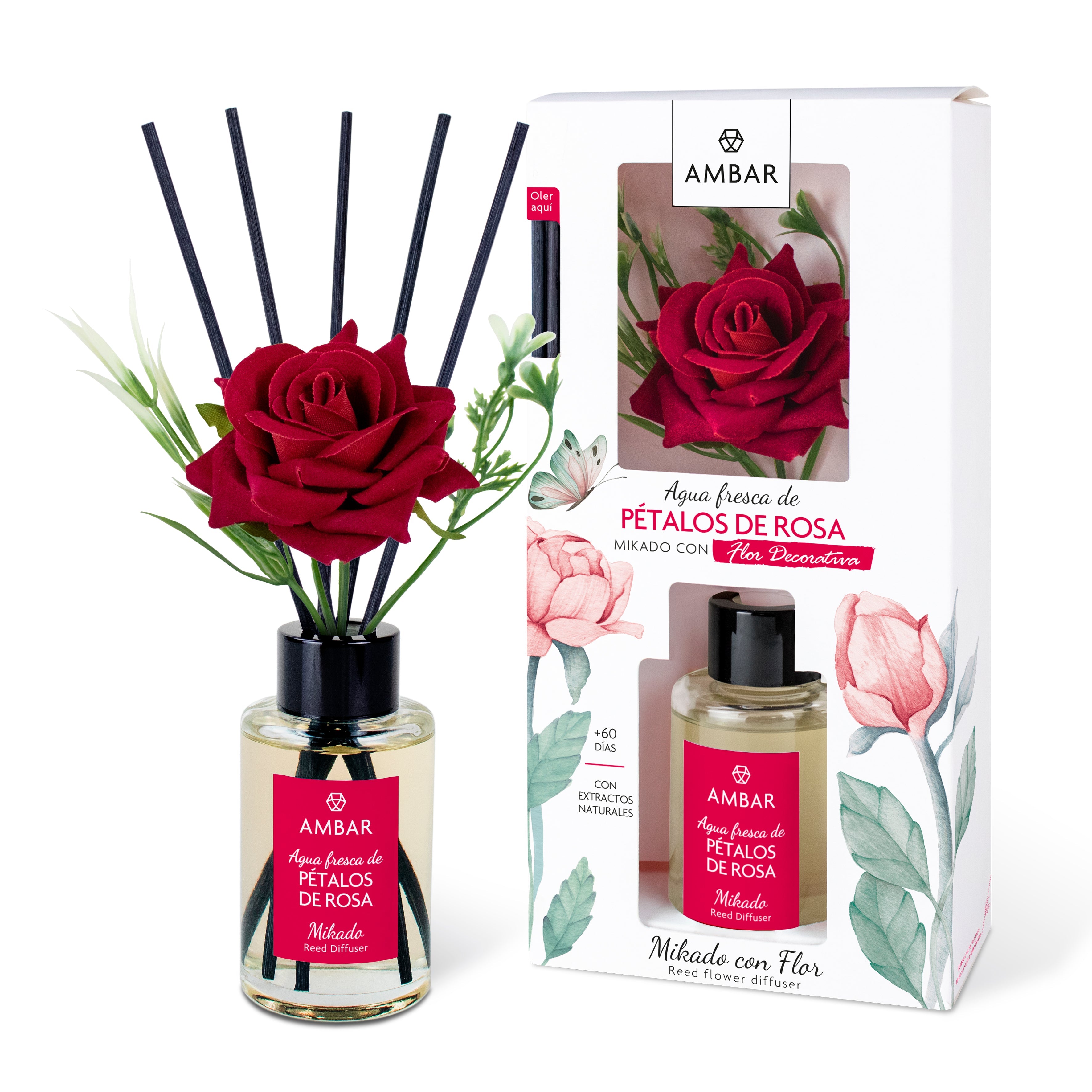 Mikado c/Flor Decorativa Petalas de Rosa de 75ml