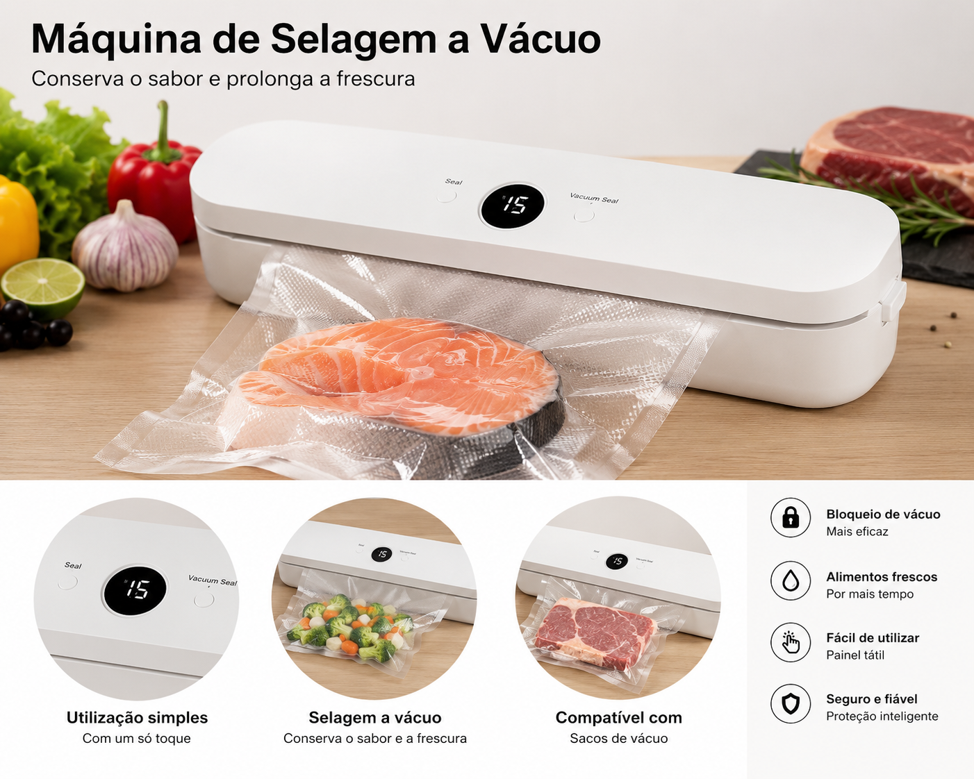 Máquina de Selagem a Vácuo Automática para Alimentos