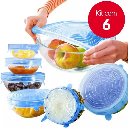 Tampas Elásticas de Silicone Reutilizáveis 6 Peças