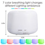 Difusor de Óleos Essenciais Branco 7 Cores LED com Comando