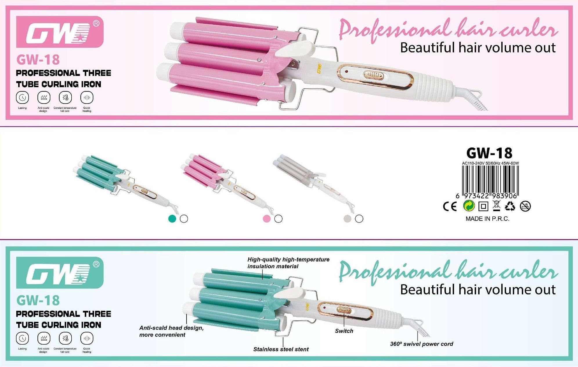 GW Triplo Ondulador Profissional 3 Tubos GW-18