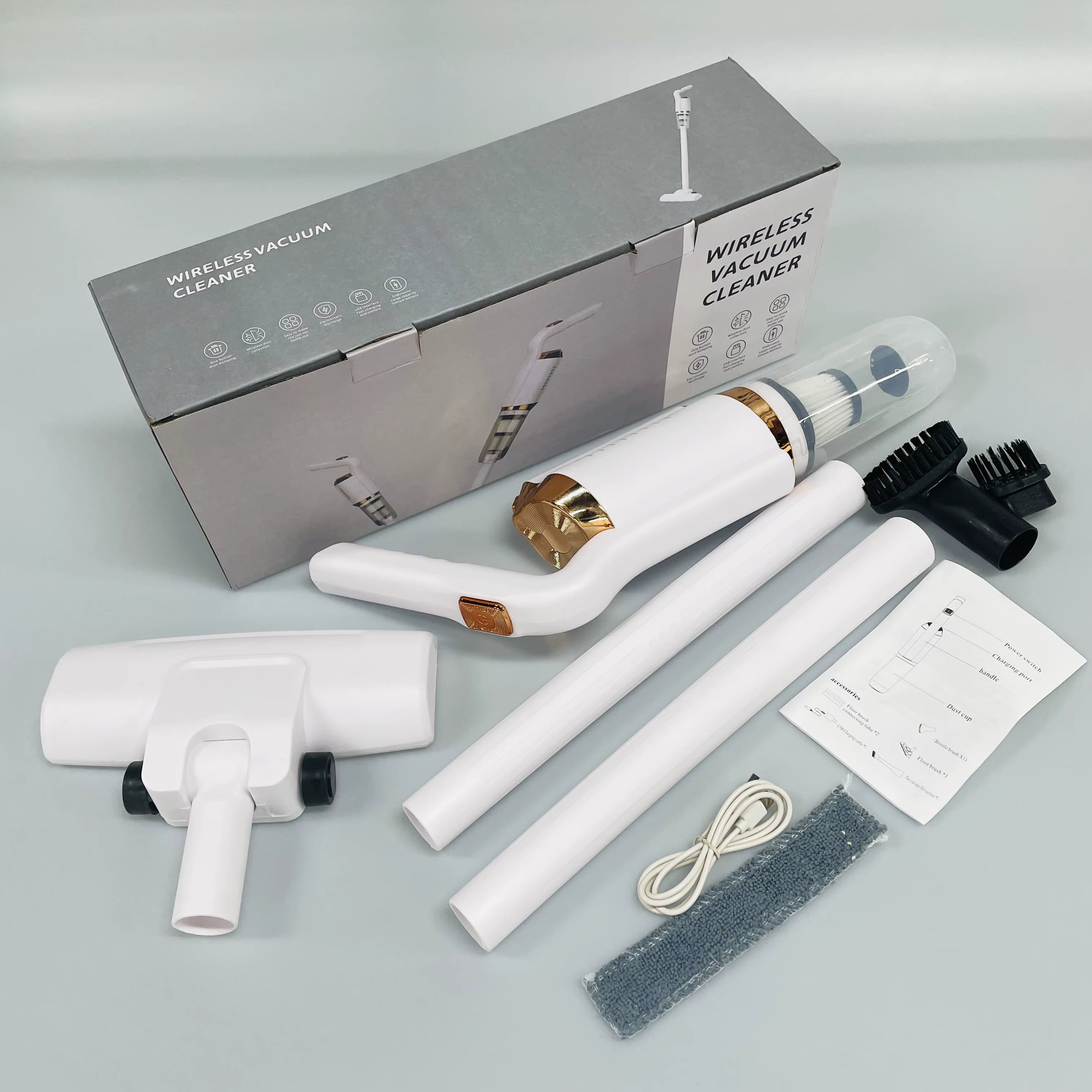 Aspirador Vertical Sem Fios com Acessórios e Mopa