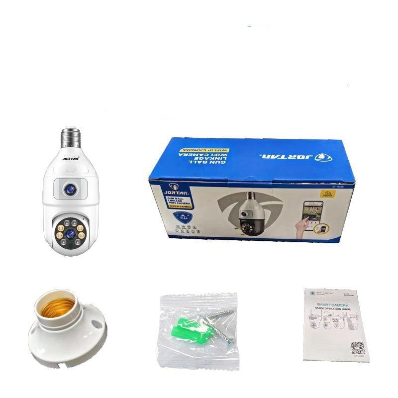 Camera WIFI Dual Lens em Formato de Lâmpada E27 JORTAN JT-00072