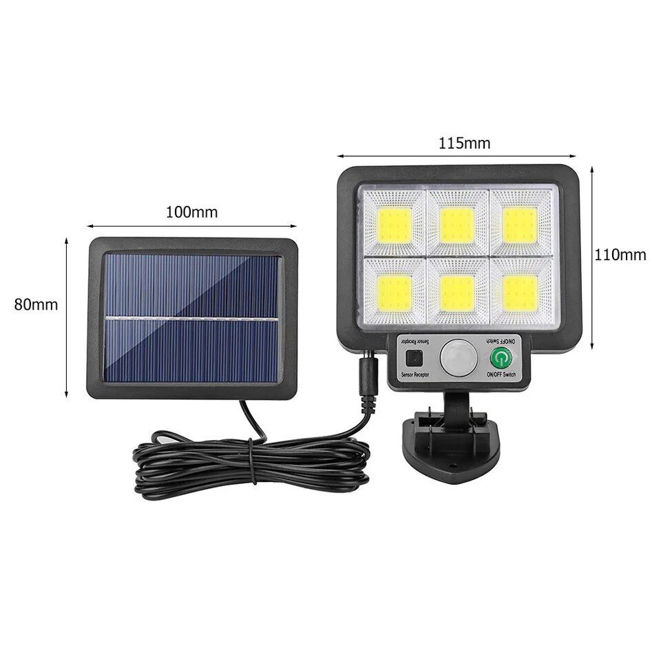 Projetor Solar COB 6 Módulos com Painel Separado JX-F117