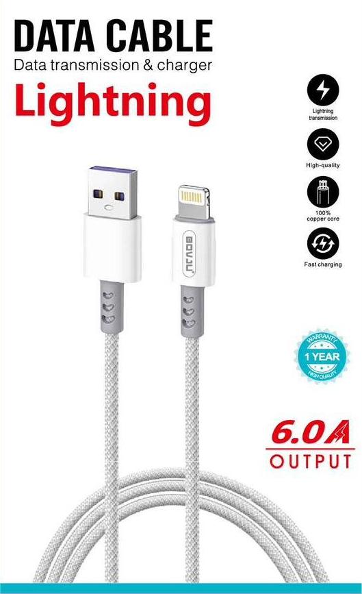 Cabo Lightning 6A com Revestimento Entrançado 1m Lightning