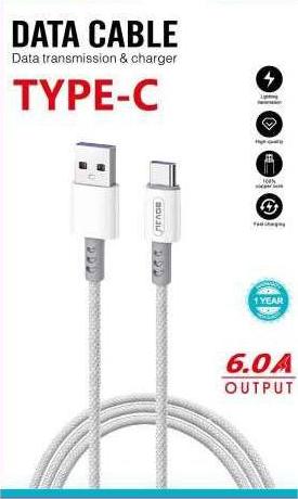 Cabo USB-C 6A com Revestimento Entrançado 1m Type-C