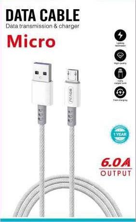 Cabo Micro USB 6A com Revestimento Entrançado 1m Micro
