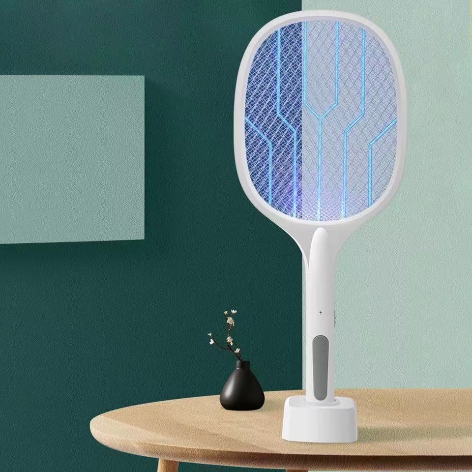 Raquete Anti-Mosquitos Elétrica Recarregável com Base