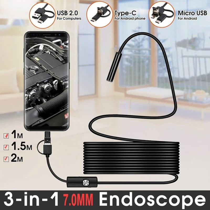 Endoscópio USB 3-em-1 com Câmara 5m