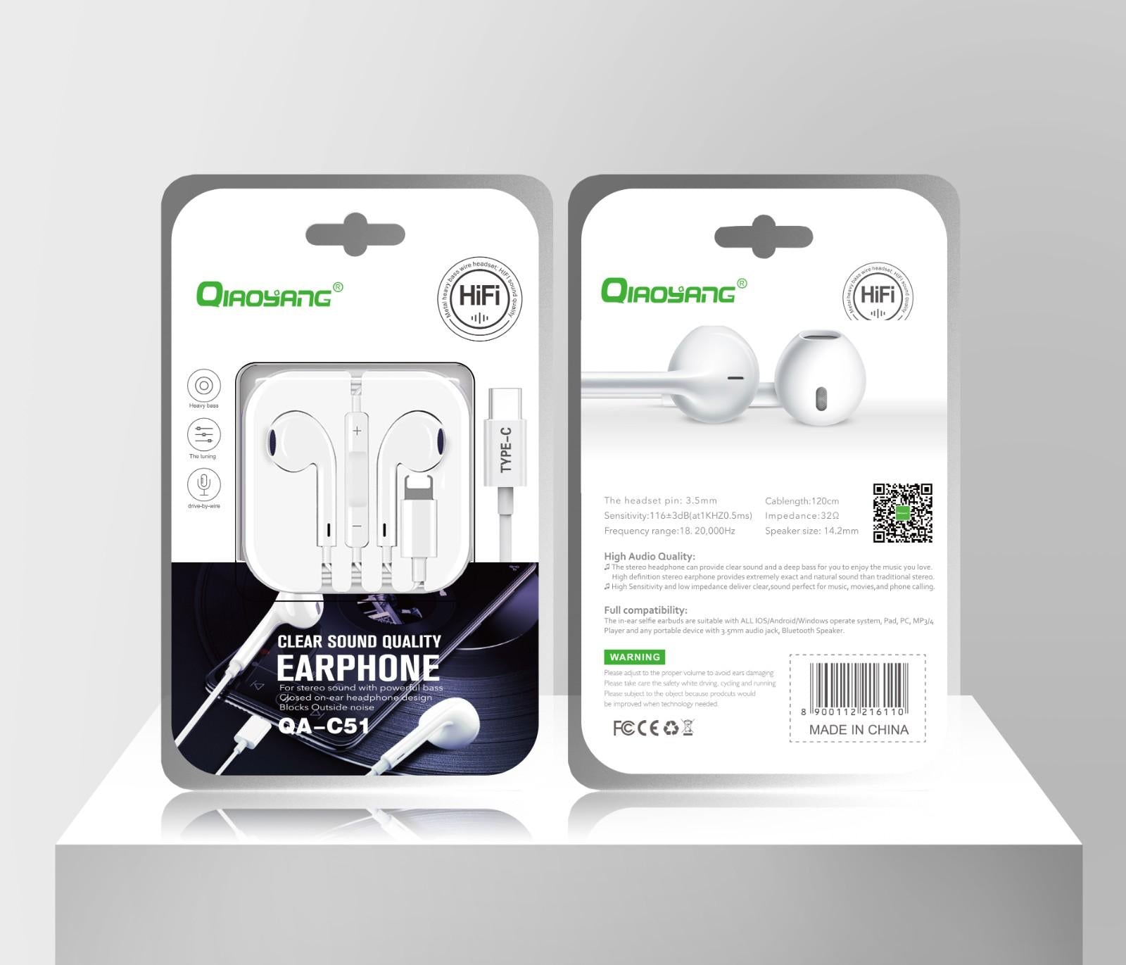 Auriculares com Fio HiFi Type-C