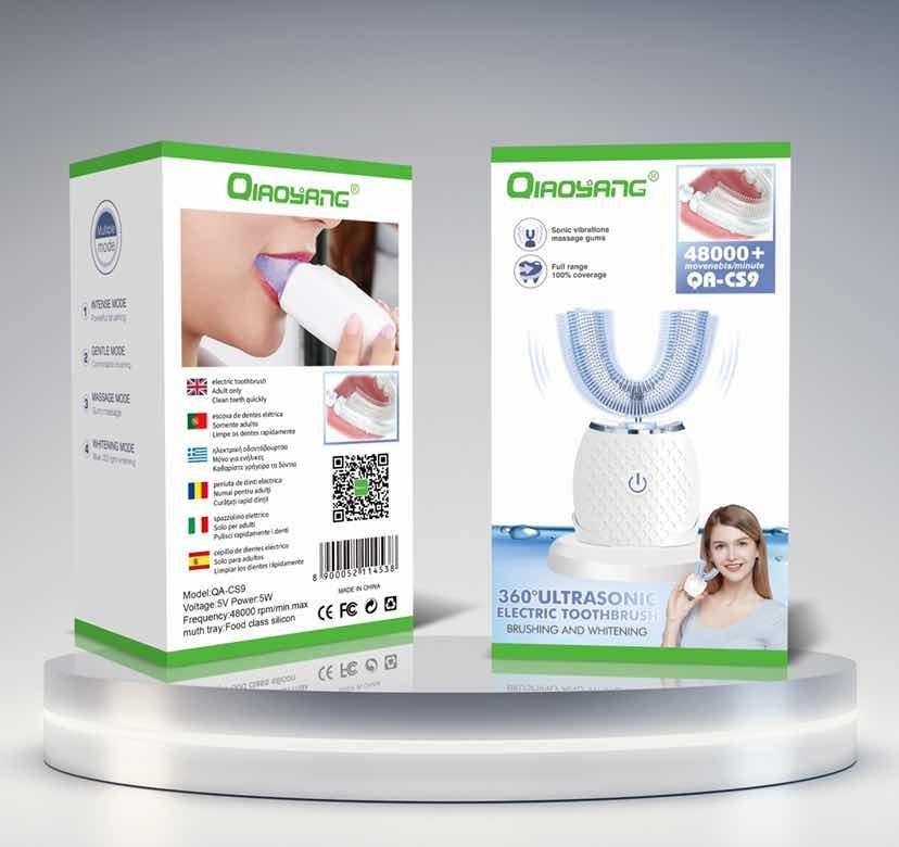 Escova de Dentes Elétrica em U 360° Qiaoyang QA-CS9