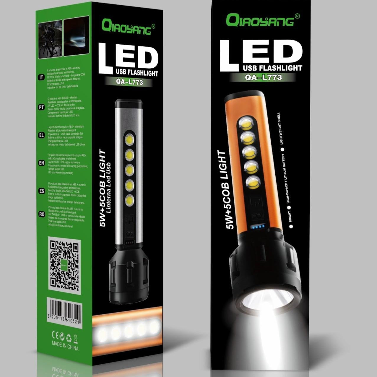 Lanterna LED USB 5W+5COB Recarregável