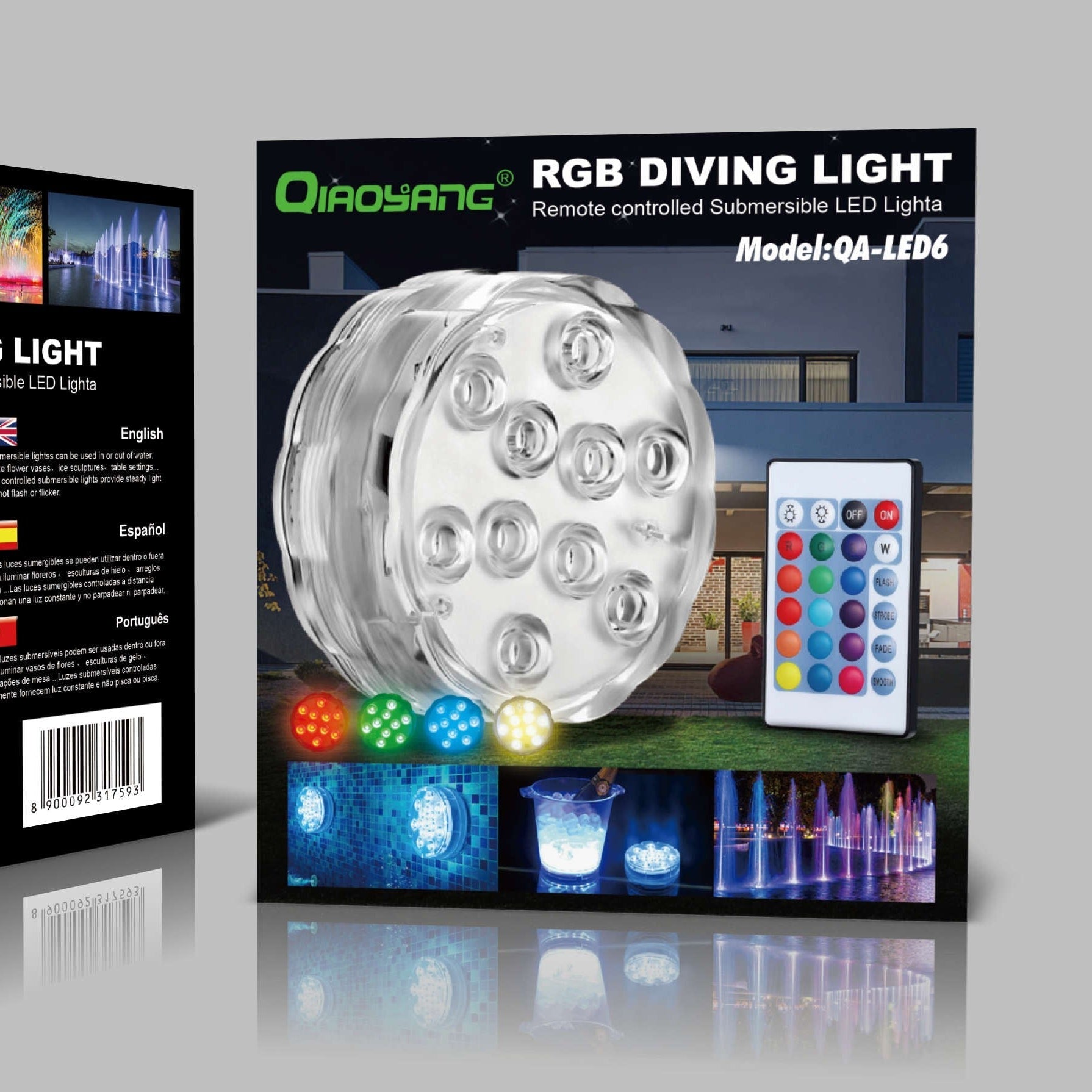 Luz LED RGB Submersível com Comando