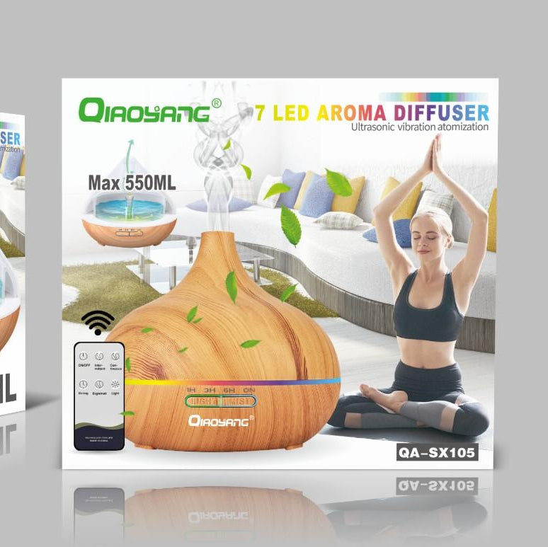 Difusor de Aroma 550ml com 7 Luzes LED e Comando
