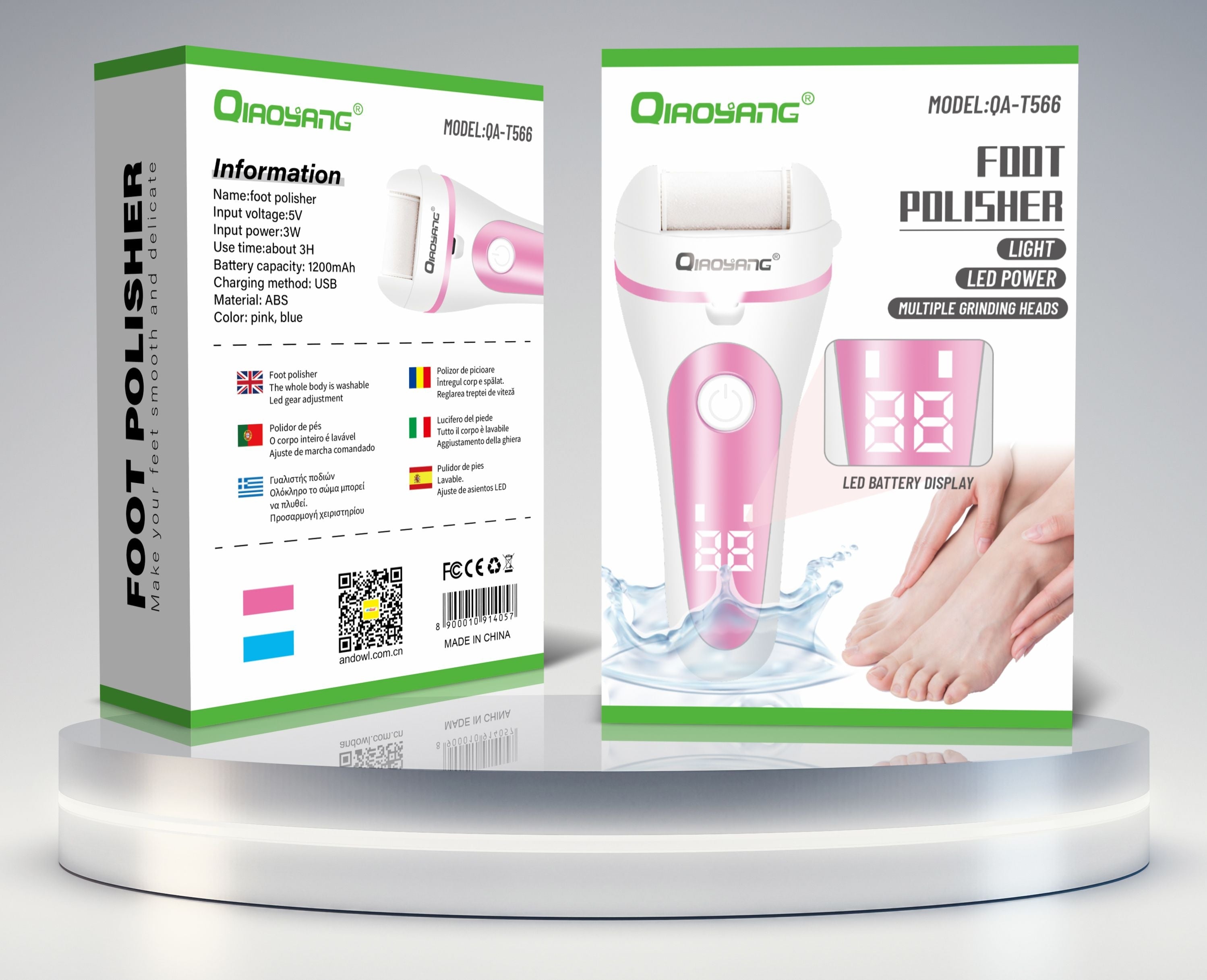 Lixa de Pés Elétrica Qiaoyang QA-T566 | LED + USB