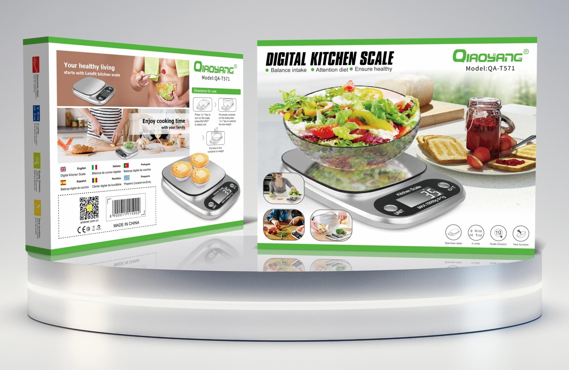 Balança Digital de Cozinha 10 kg em Aço Inox