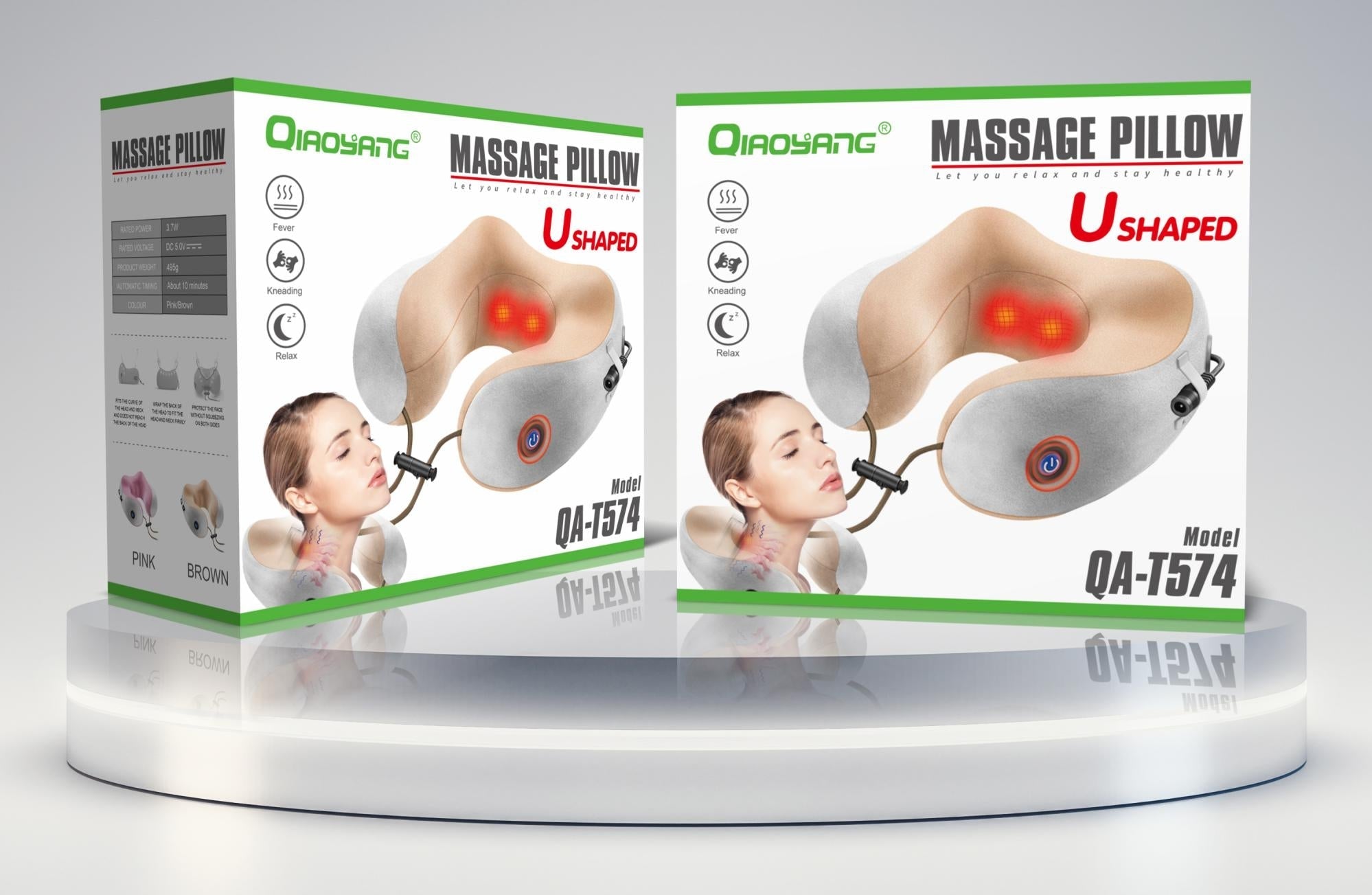 Almofada de Massagem Cervical em U Qiaoyang QA-T574