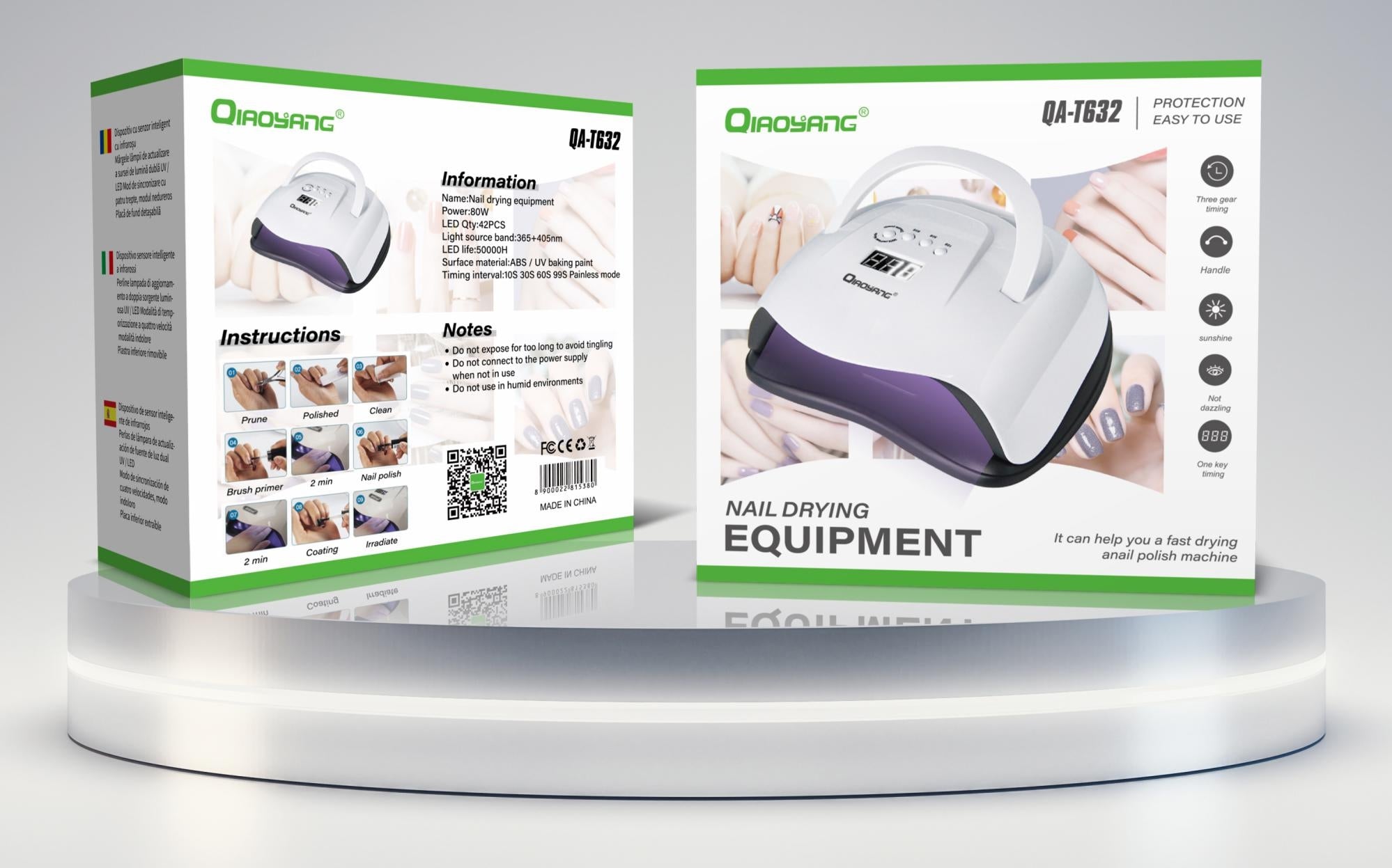 Lâmpada UV/LED Secagem de Unhas 80W QA-T632