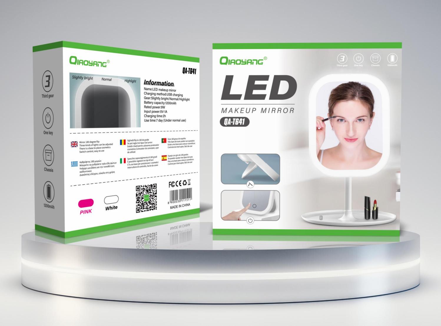 Espelho de Maquiagem com Luz LED QA-T641