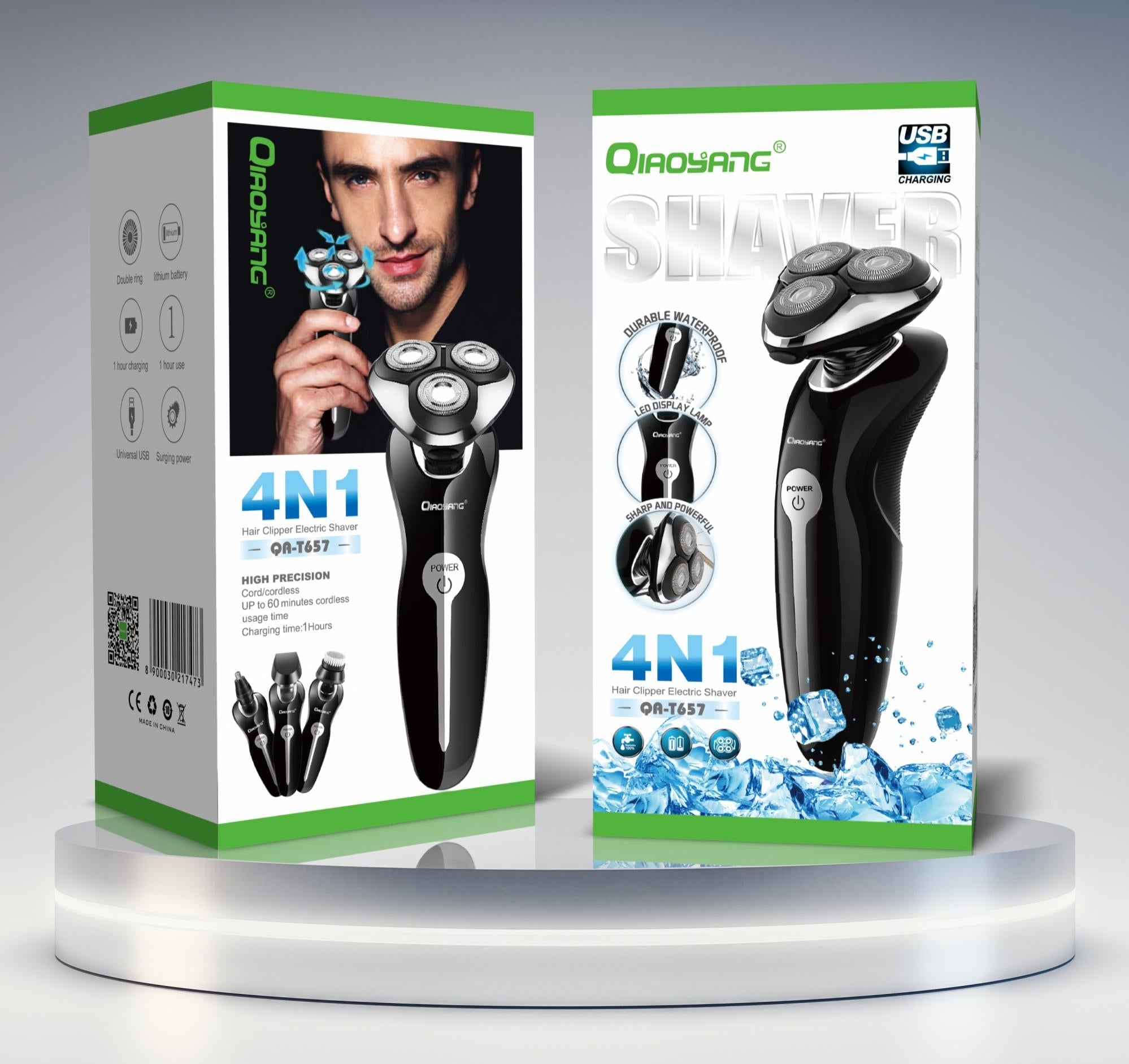 Máquina de Barbear Elétrica 4 em 1 QA-T657