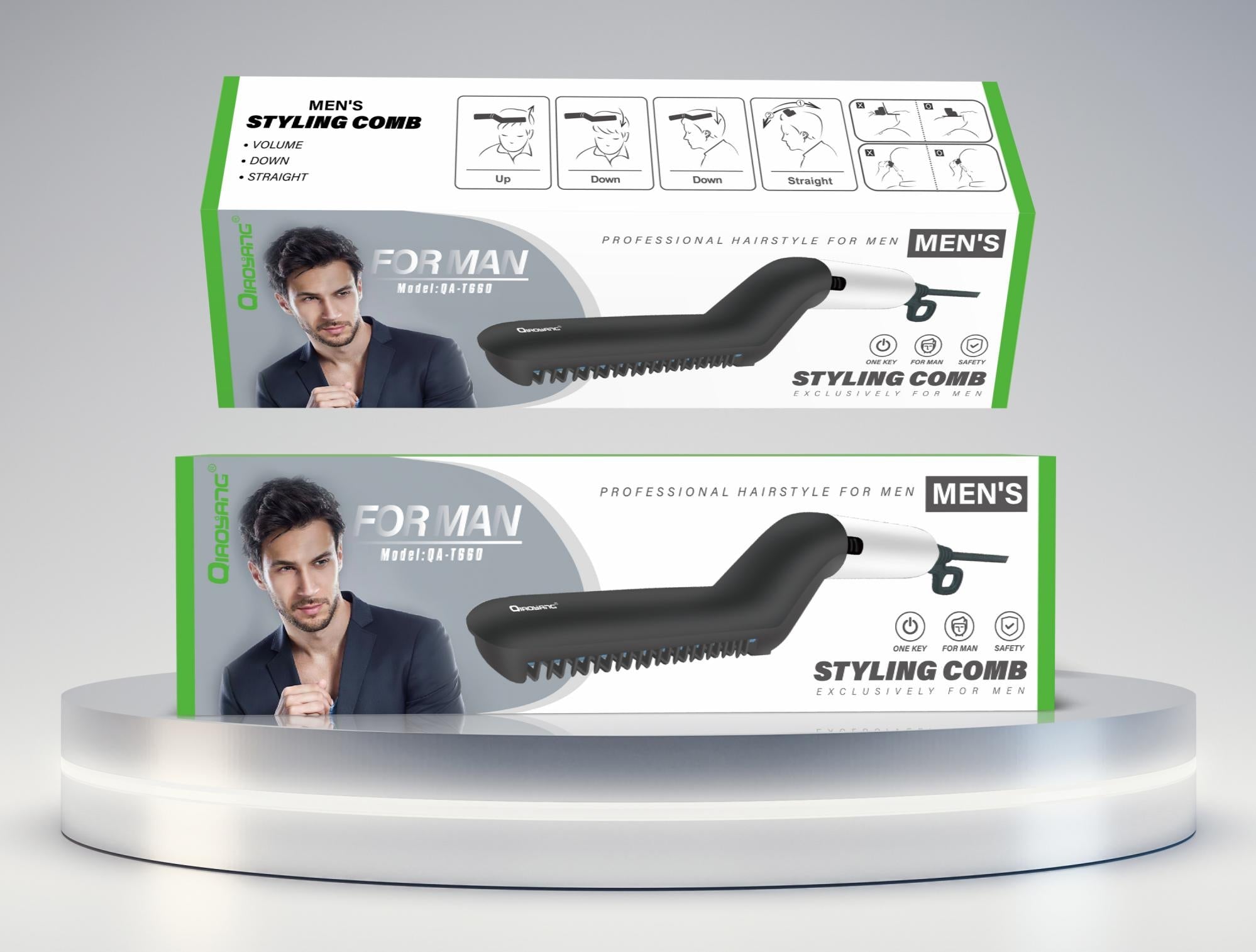 Escova Alisadora de Cabelo Masculina QA-T660