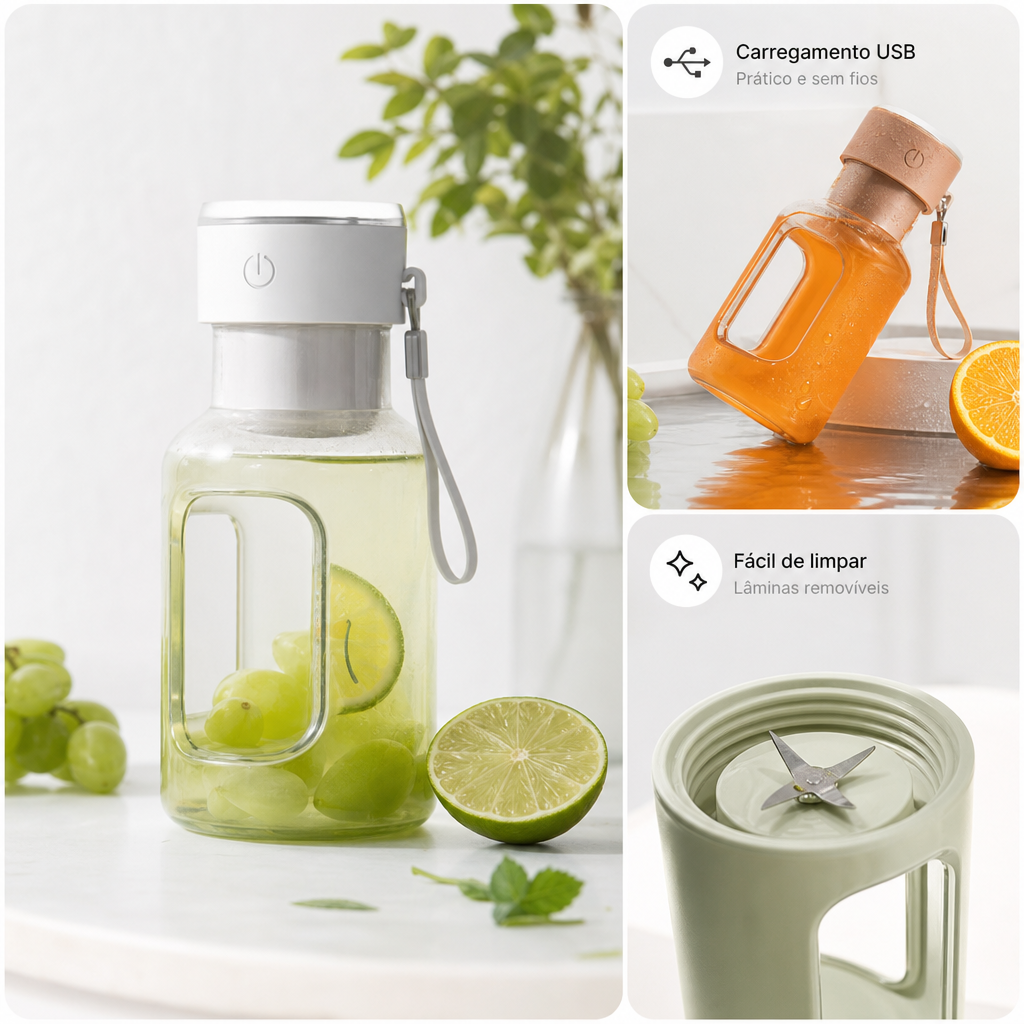Liquidificador Portátil Sem Fios para Sumos e Smoothies