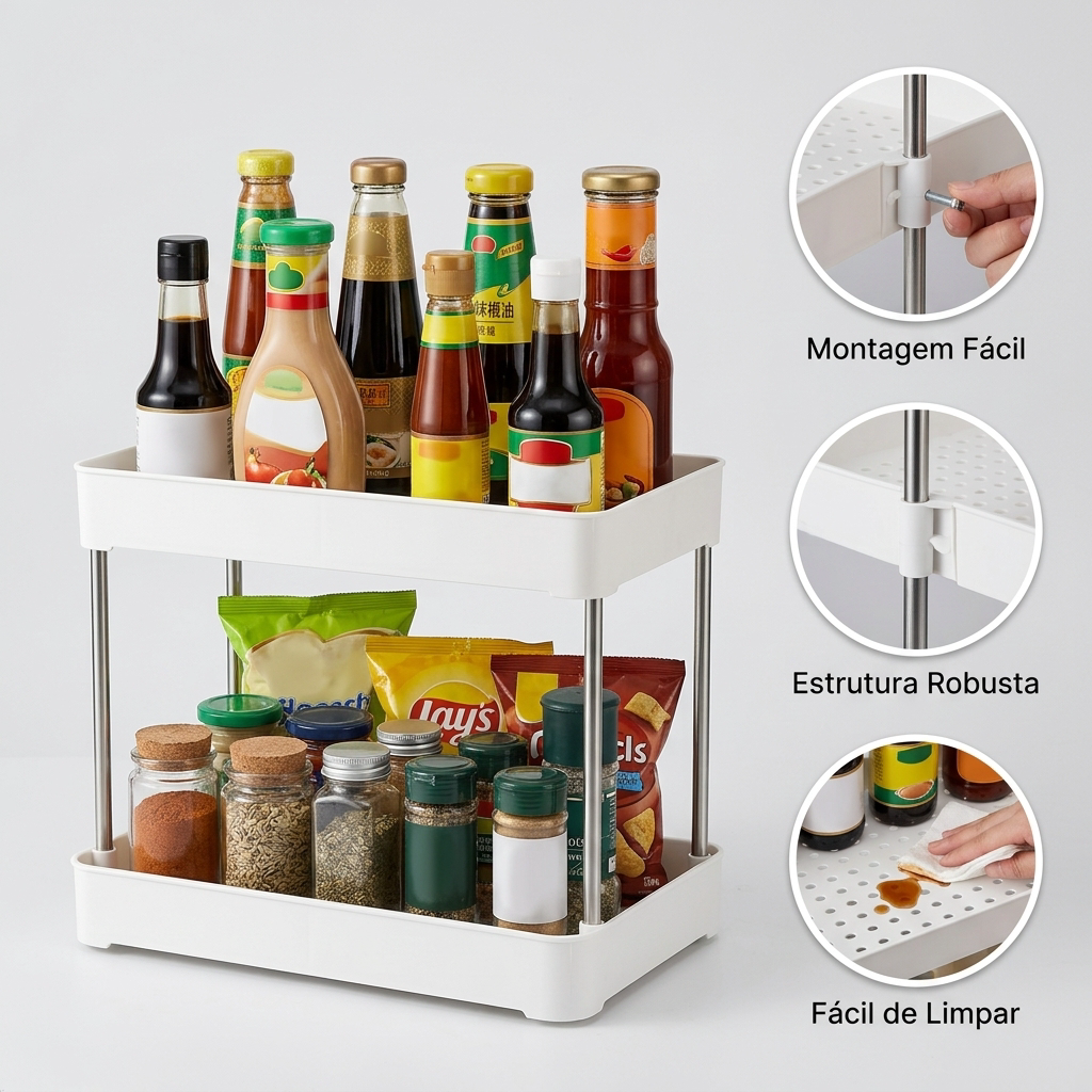 Organizador de Cozinha de 2 Níveis para Temperos e Condimentos